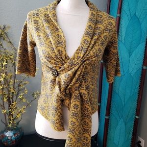 MOTH Anthropologie wrap sweater mustard